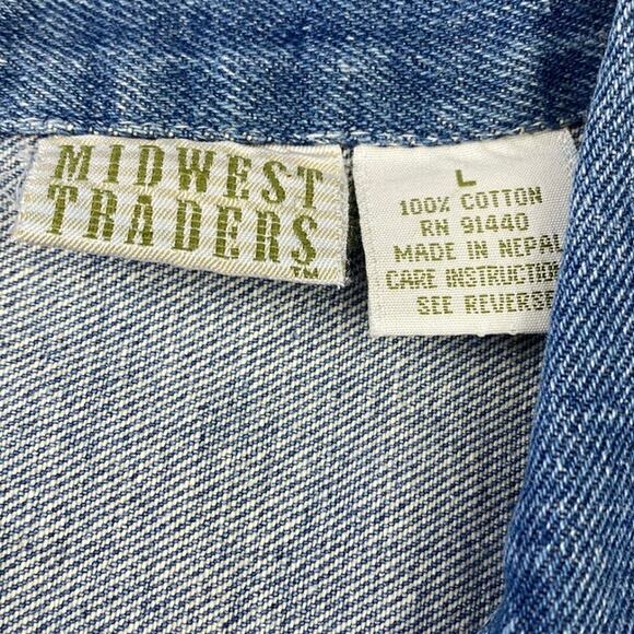 Vintage Midwest Traders Girls Collared Button Front Medium Wash Jean Vest Size L - Picture 4 of 4
